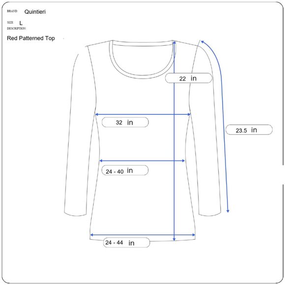 QUINTIERI Red Pattern Button Up Top in Size Large - Picture 8 of 8